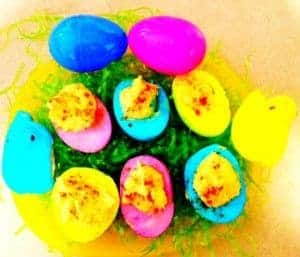 Celebrate Easter by serving these fun and oh so yummy colorful Easter Deviled Eggs that kids will love