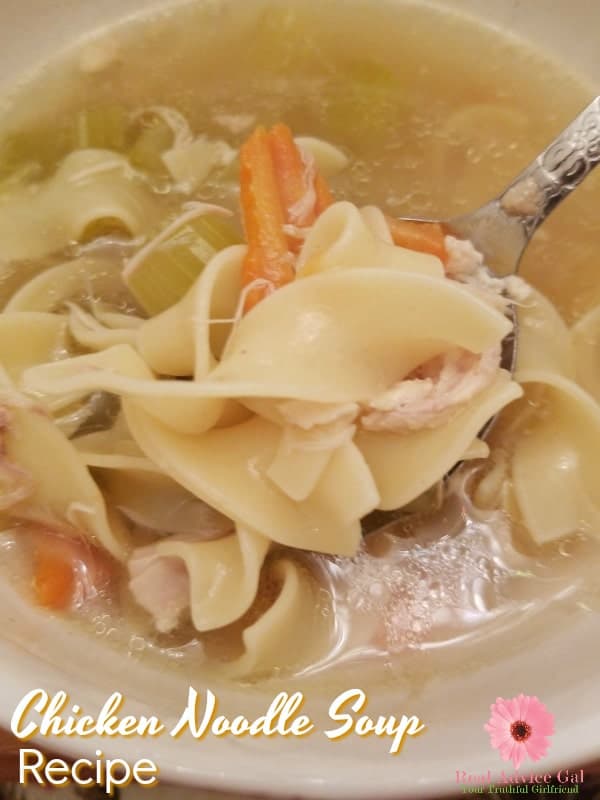 Easy chicken noodle soup recipe. This is my Grandmom's chicken soup recipe and perfect comfort food when you're feeling under the weather.