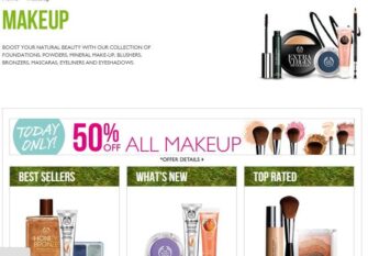 Today Only! The Body Shop 50% Off All Makeup