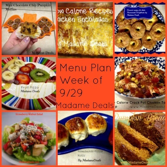 Week of September 30th Menu Plan