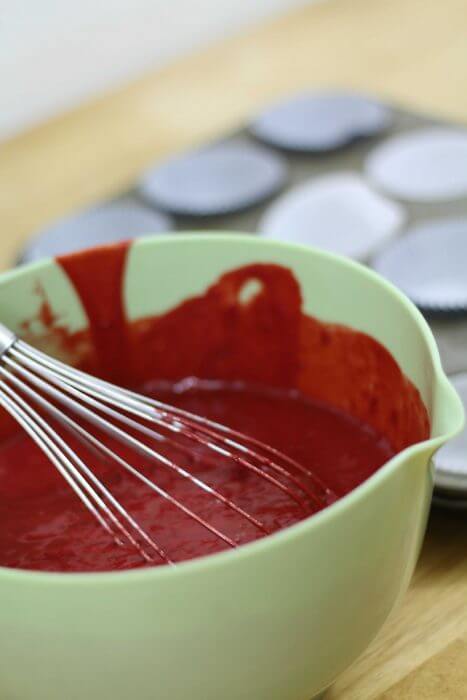 red velvet cupcake batter