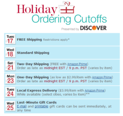 Amazon Holiday Shipping Deadlines
