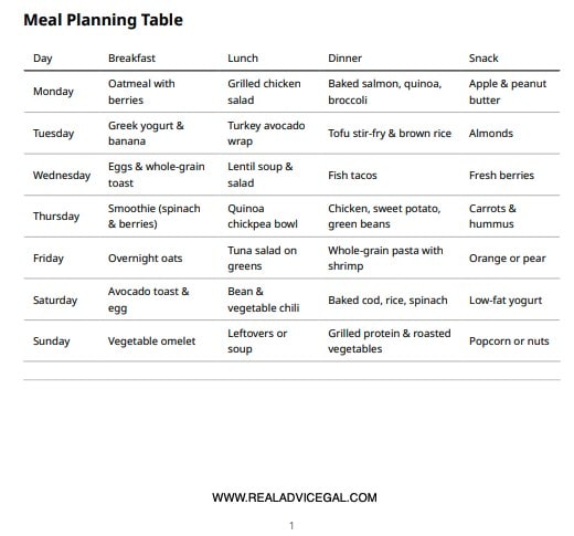 7-Day Heart-Healthy Weight Loss Meal Plan