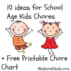 Free Printable Chore Charts – 10 ideas for School Age Kid Chores