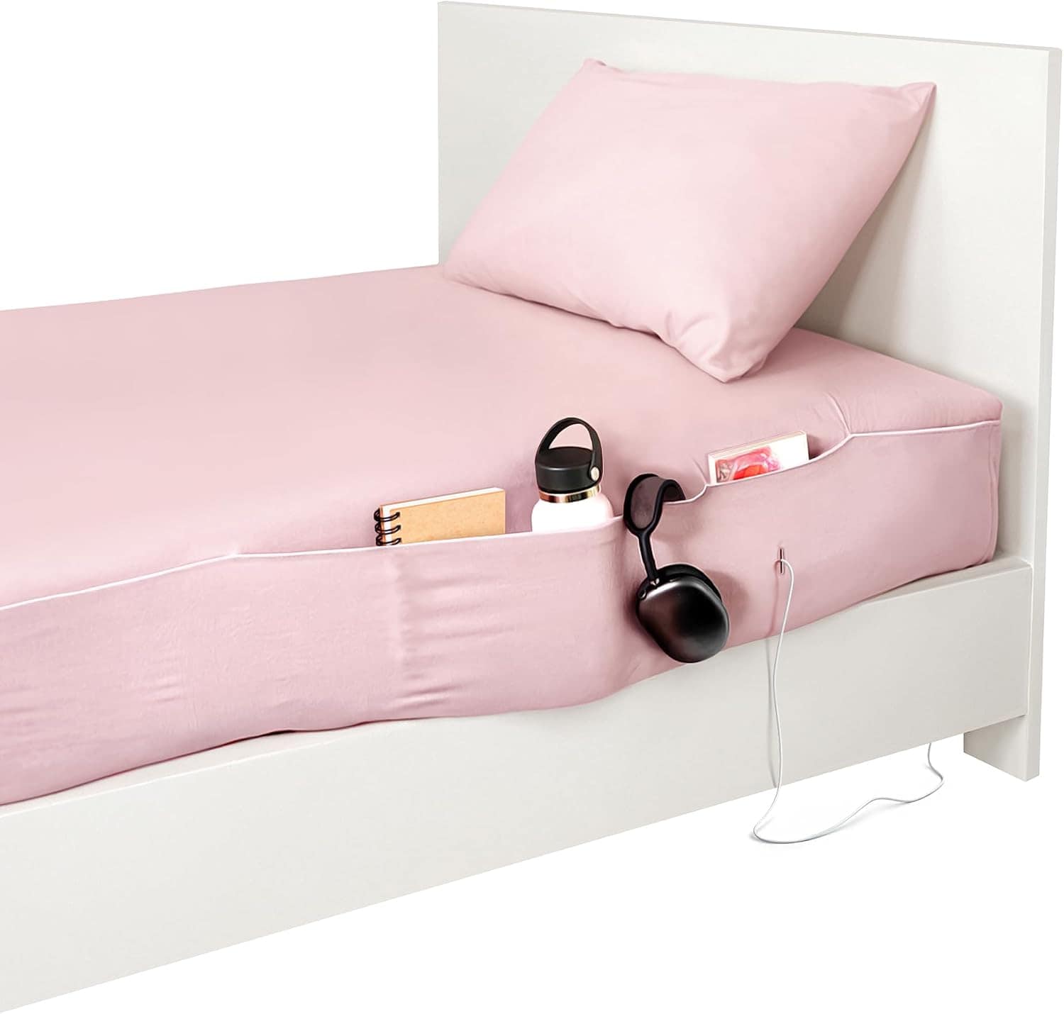 Back to College Dorm Room Packages 66 Twin XL Cotton Fitted Sheet with Side Pockets + Pillowcase