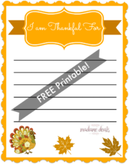 Free Thanksgiving Printable For Kids: I Am Thankful