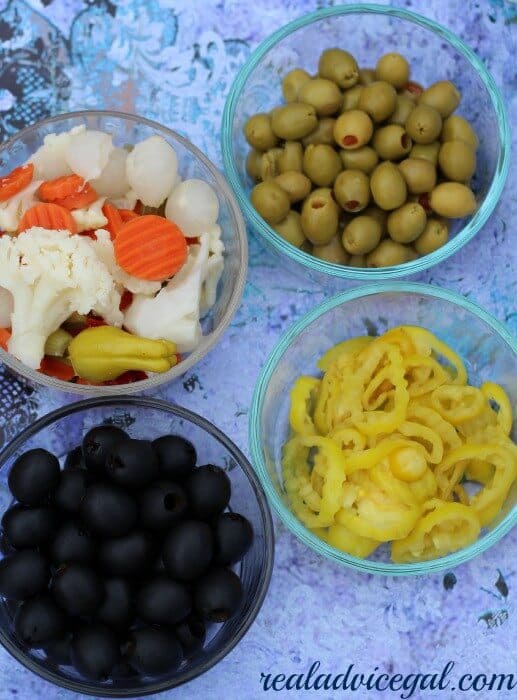 ingredients for olive salad