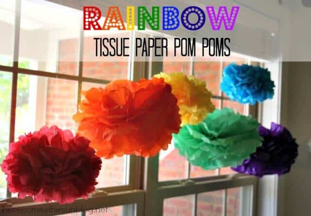rainbow tissue pom poms