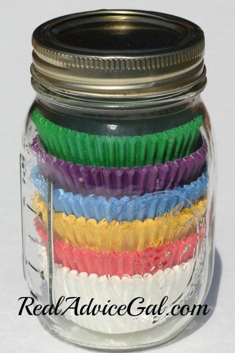 Life Hack use a mason jar for your cupcake liners
