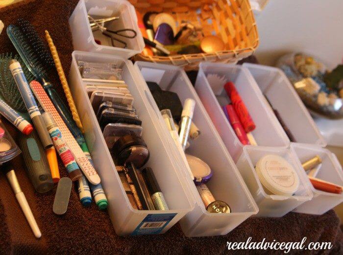getting organized with containers from the dollar tree