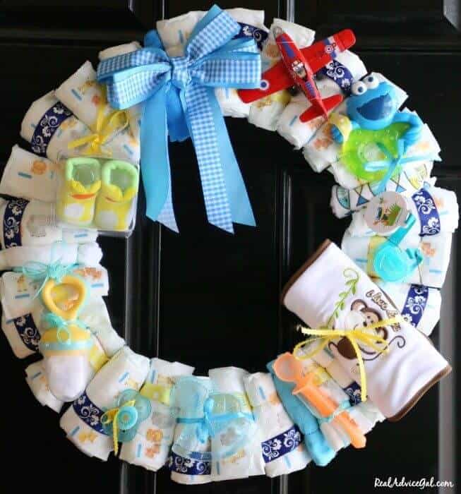 Diaper wreath for boys