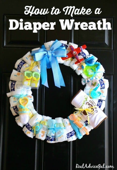 Learn how to make a baby diaper wreath