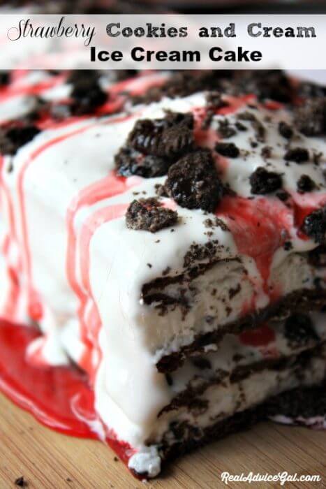 Strawberry Cookies and Cream Ice Cream Cake Recipe!