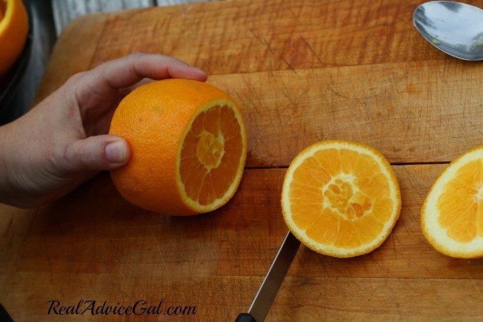 How to hollow out oranges to use as fruit bowls first cut off the ends