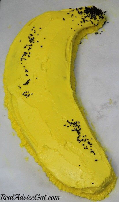 choclate banana applesauce cake with sprinkles
