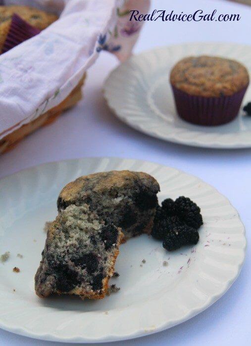 Mulberries you can make wonderful muffins that's moist and tasty. Made with flour, sugar, baking powder, nutmeg and more.