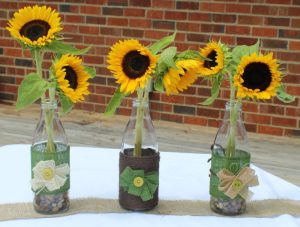 How to decorate vases with burlap and twine finished vases with sunflowers