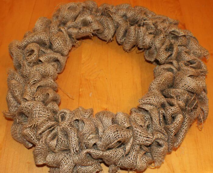 burlap wreath without any decorations