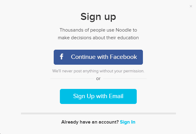 Sign up for a noodle account to help you find the best preschool 