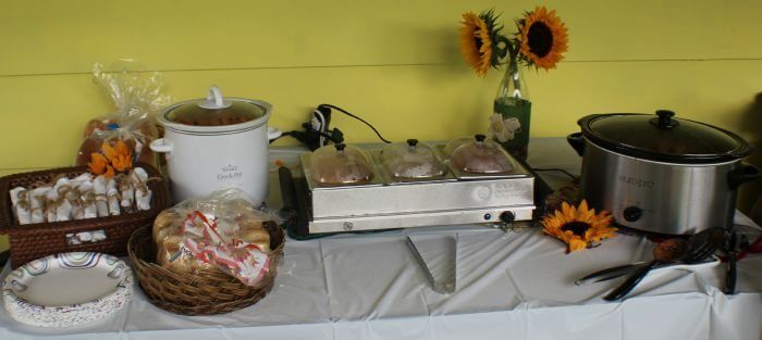 burlap and sunflowers bridal shower food