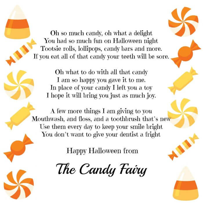 Use our candy fairy poem to encourgae your child to brush, floss, and rinse with Listerine