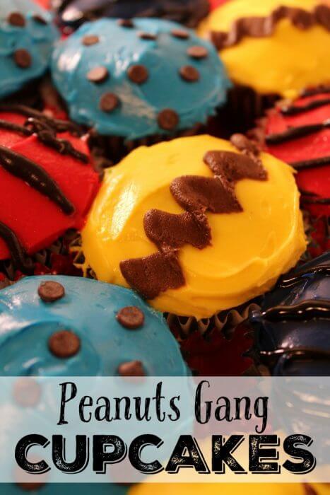 Peanuts Gang Cupcakes featuring Charlie Brown, Sally, Linus , and Schroeder