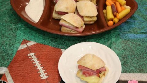 Prepare a delicious snack for your tailgating party like this oh so yummy Hot Ham and Cheese sandwiches recipe