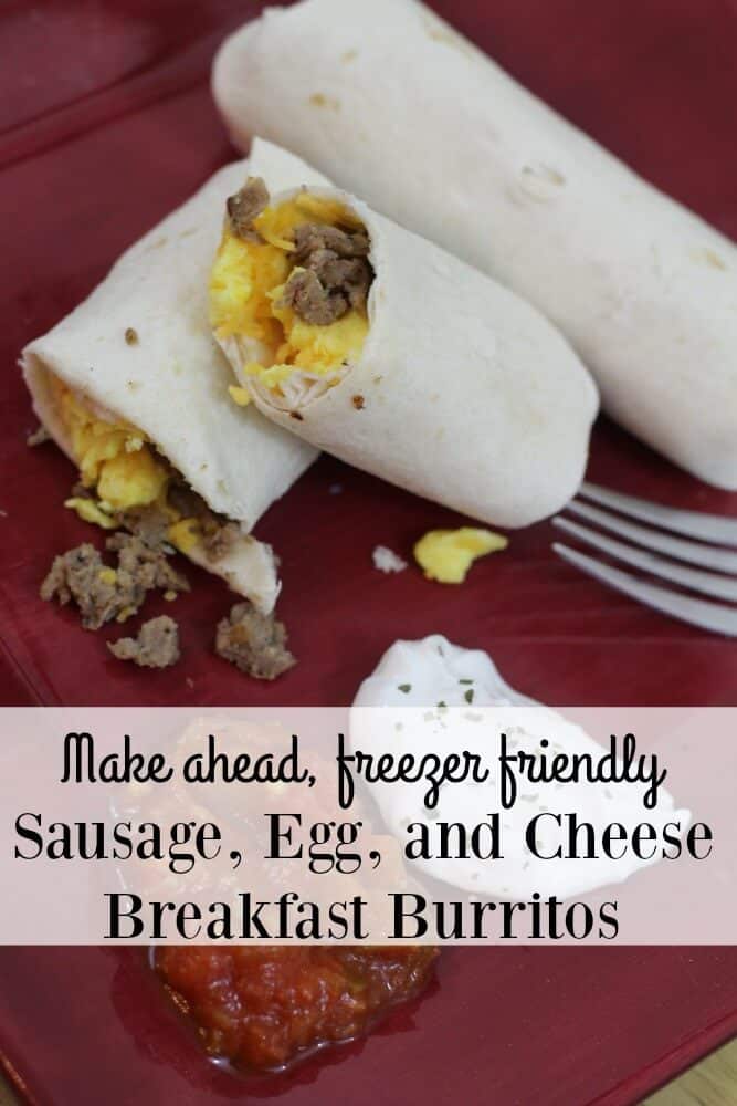 Our make ahead, freezer friendly sausage, egg, and cheese breakfst burritos recipe is sure to be a quick hit