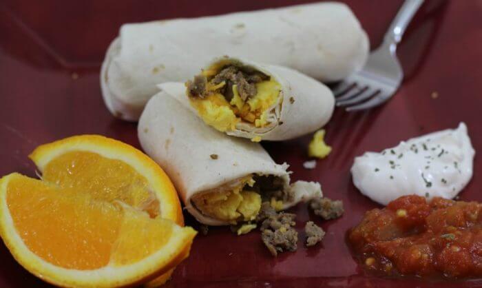 Sausage Egg and cheese breakfast burritos recipe