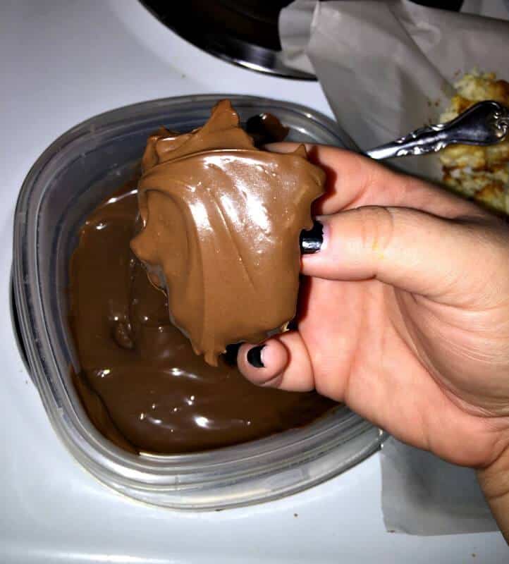 chocolate dipped macaroon