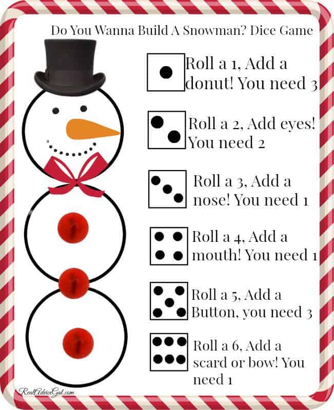 DIY Snowman on a Stick + FREE Printable Dice Game