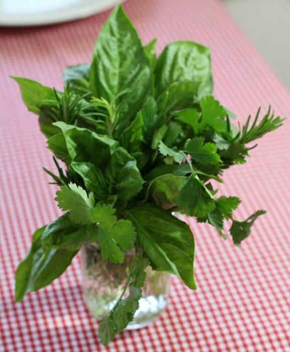 Make a centerpiece with fresh herbs to complete your Italian Table Setting