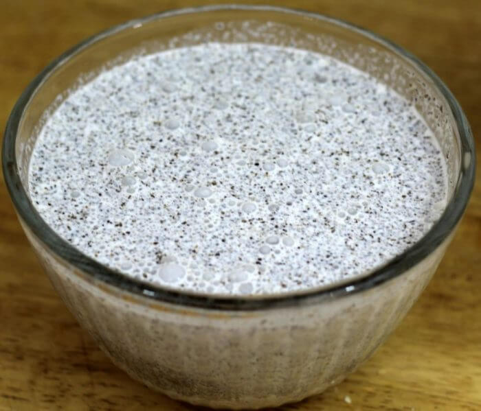 chia seeds mixed with milk