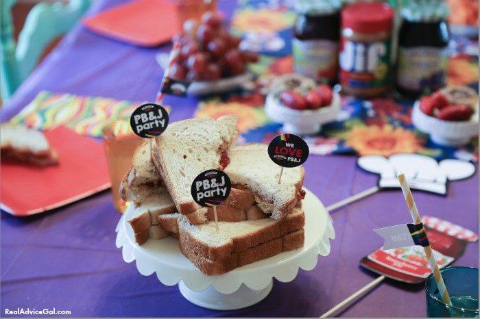 PB&J party is fun and delicious. Make sure to add this to your kids party food menu.