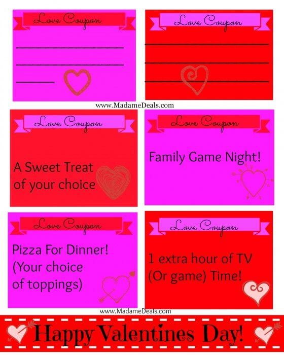 Printable Valentine's day love coupons
