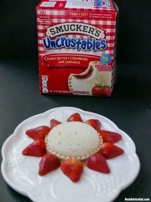 Yummy snack with Uncrustables® Sandwiches, Jif® to Go® Peanut Butter and Smucker’s® Squeeze™ Fruit Spread 