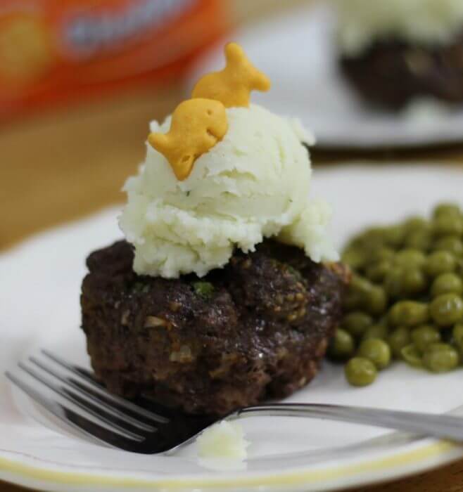 A dinner that my kids love is Goldfish Cracker mini meatloaf