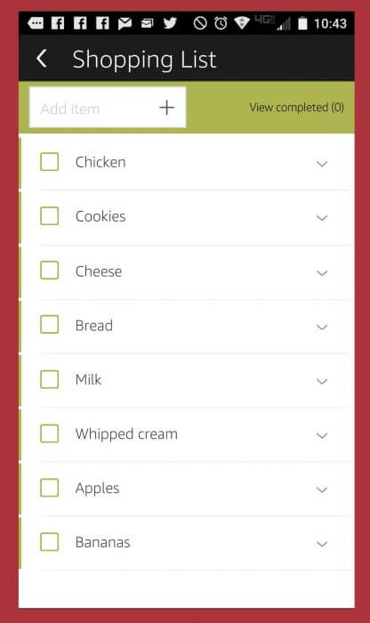Just ask Alexa to add items to your shopping list. Then you always have your grocery list on your phone with you when you get to grocery store.