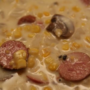 Yummy smoked sausage corn chowder