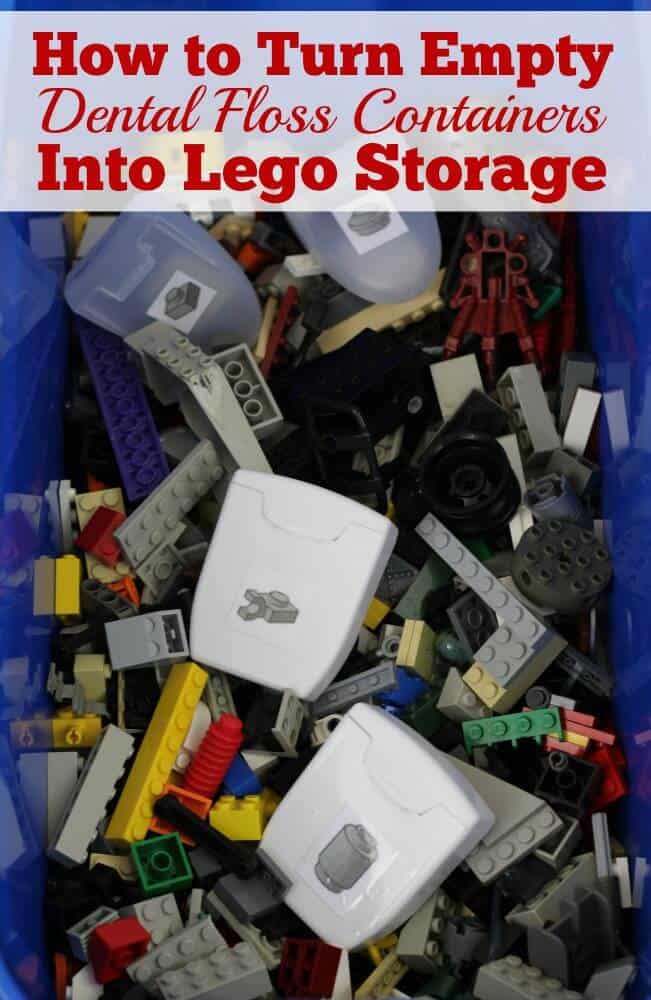 Recycling Dental Floss Containers + printable Lego storage labels