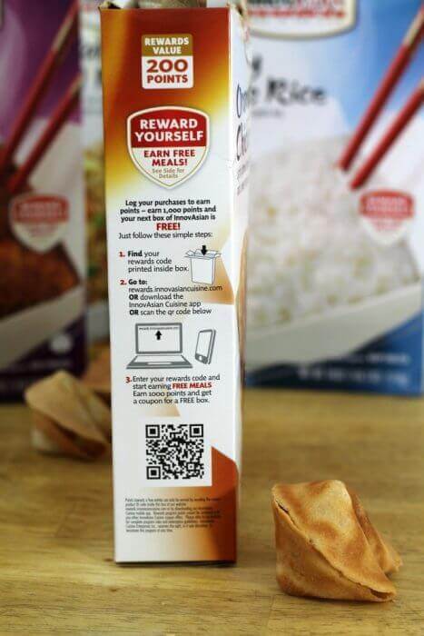 InnovAsian Rewards Program instructions are printed on the side of the box