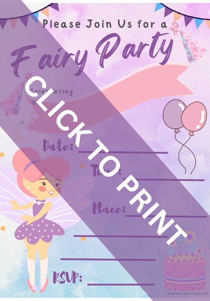 Free printable fairy party invitation