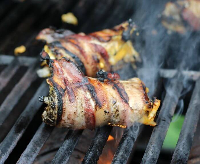 Grilled Bacon wrapped pork rolls on the grill are perfect for a quick meal on busy weeknights.