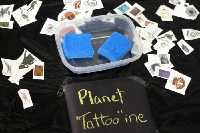 Planet Tattoine is a tatto station for a Star Wras themed birthday party activity