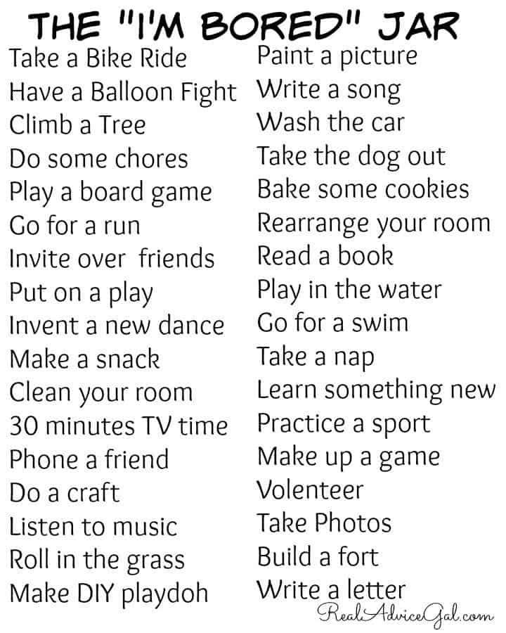 36 Things to Do When Your Kids are Bored, I'm Bored Jar