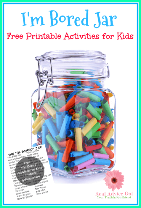 FREE "I'm Bored" Jar with Printable For Kids Activities