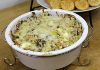 Cheesy Bacon Brussels Sprouts and Artichoke Dip Recipe