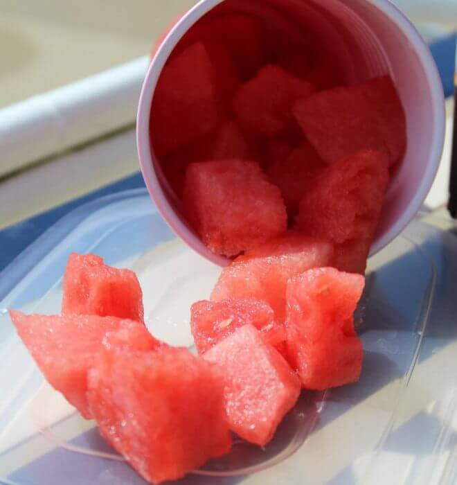 Fresh watermelon is so refreshing in the heat of the swim meet