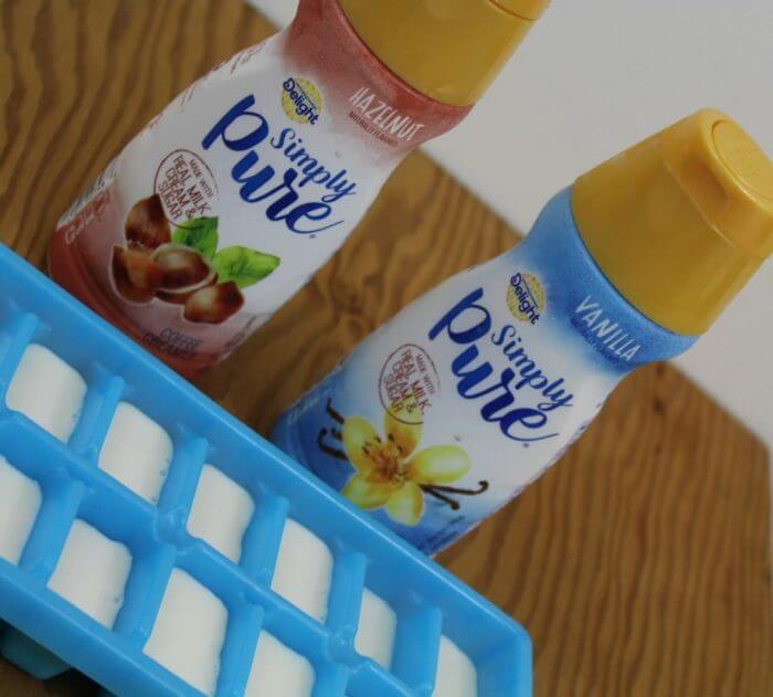 Pour coffee creamer into ice cube trays