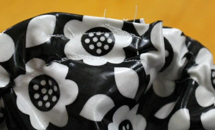 Sew the opening closed and your washable reusable bowl cover is ready to use